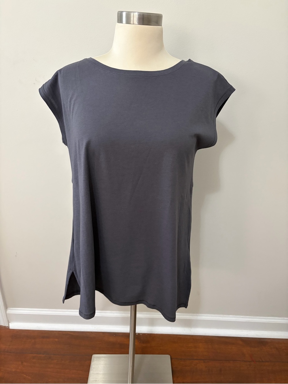 J. Jill Slate Gray Cap-Sleeve Swing Tank Top Sz PS